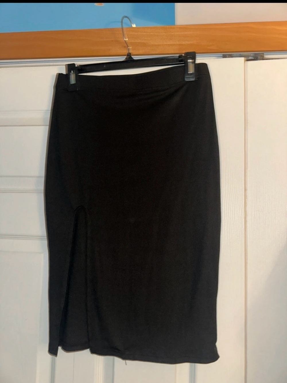 SHEIN Black Pencil Skirt with Front Slit